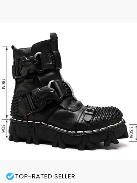 Men\'s Combat Motorcycle Leather Boots Soft Comfortable Ankle Boots Chunky Sole main image 5